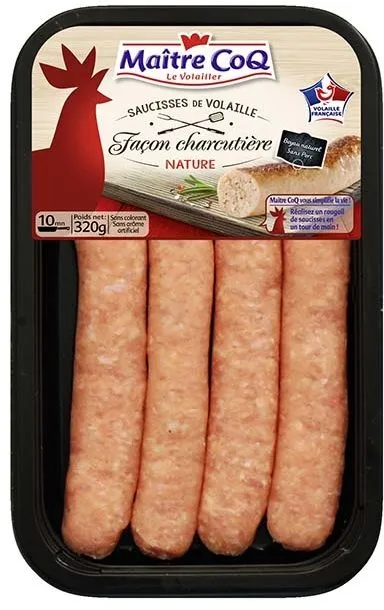 4 saucisses de volaille façon charcutière nature
