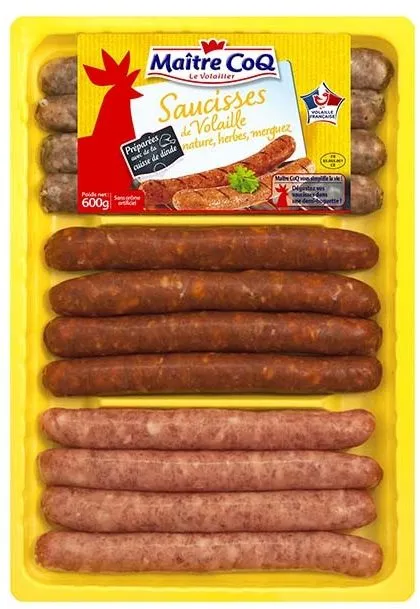Assortiment de saucisses de volaille