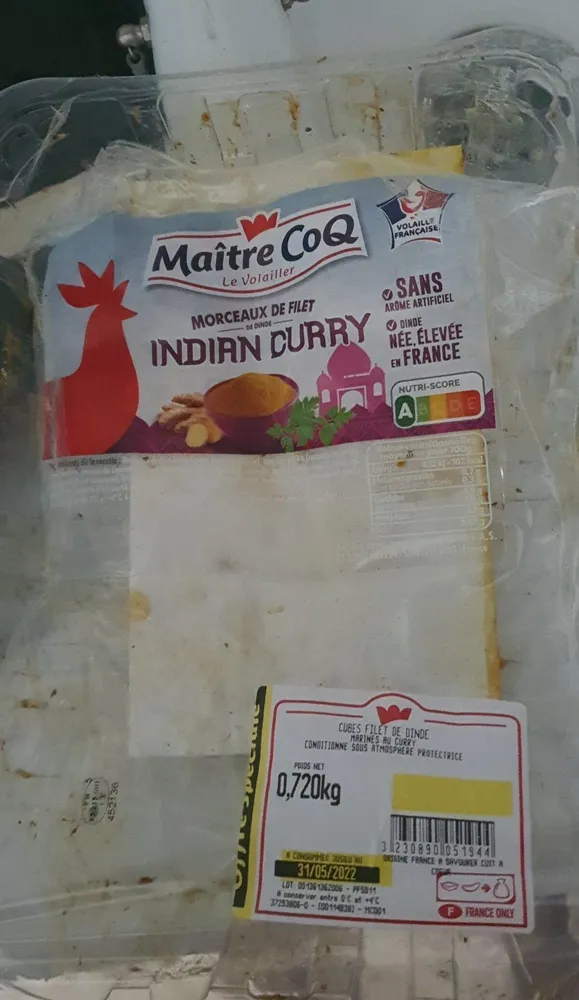 Cubes de filet de Dinde marinés au curry