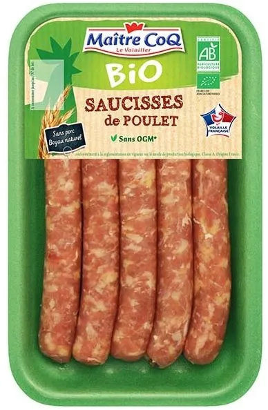Saucisses de poulet Bio
