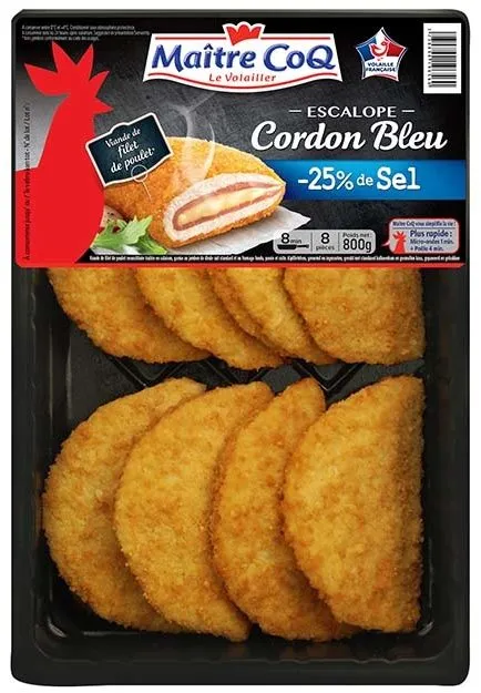 Escalope cordon bleu -25% de sel, 800g