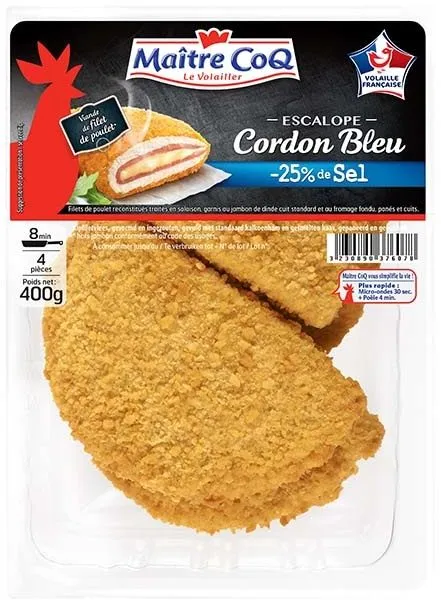 Escalope cordon bleu -25% sel, 400g