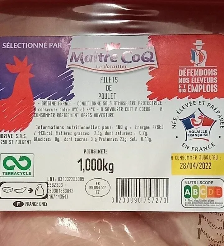 Filets de poulet blanc