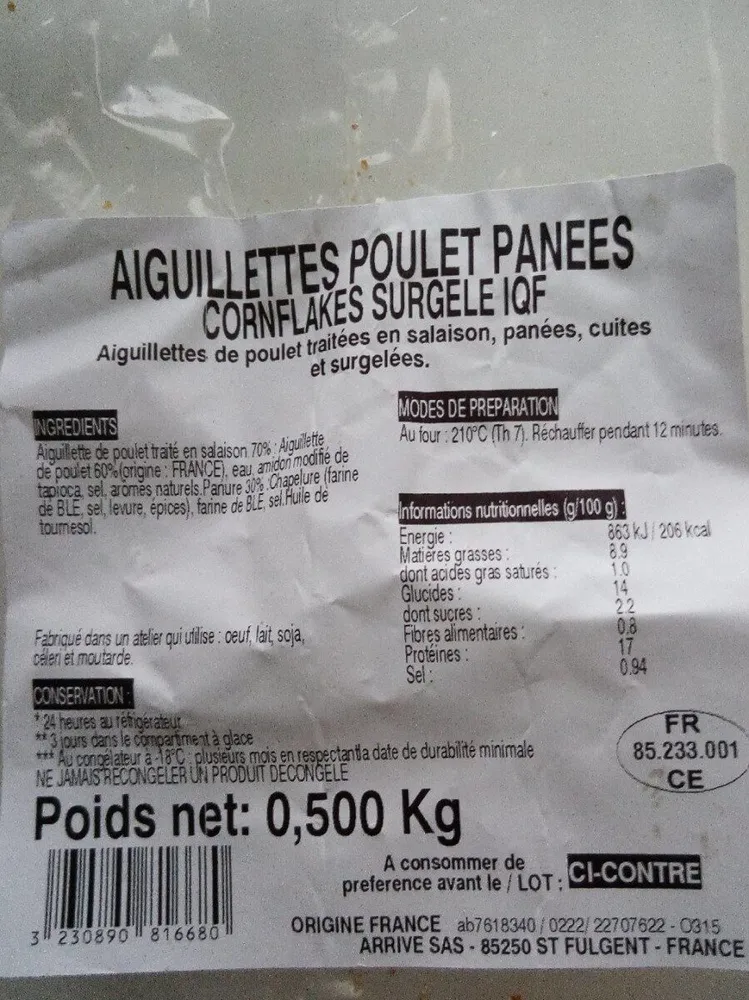 Aiguillettes poulet panées cornflakes
