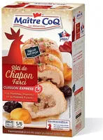 Rôti de chapon farci pommes pruneaux et poitrine fumée