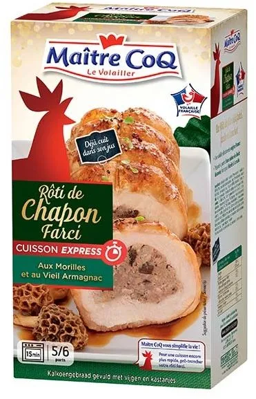 Rôti de chapon farci aux morilles et au vieil armagnac