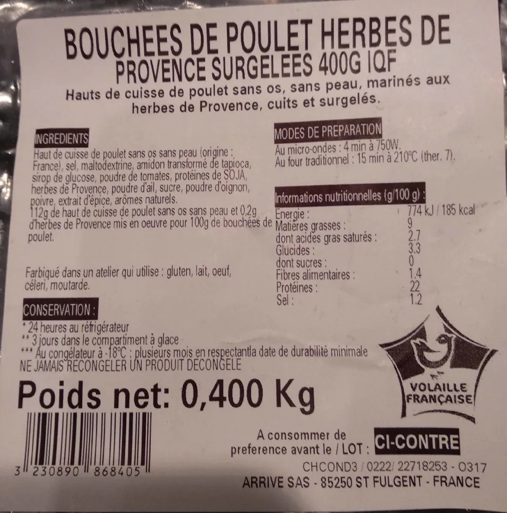 Bouchées de poulet herbes de Provence
