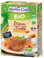 2 cuisses de volailles cuisinées en confit aux épices douces bio