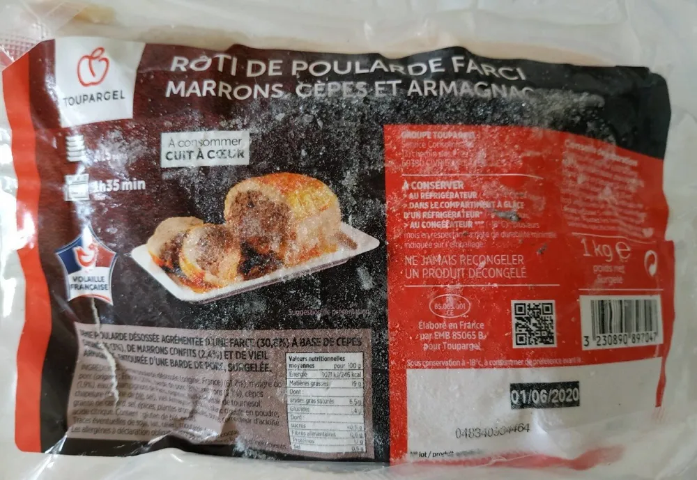 Roti de poularde farci marrons cepes et armagnac