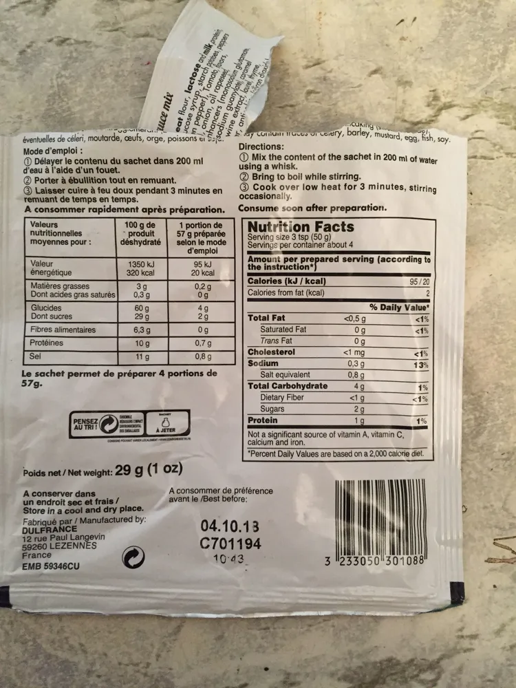 Sauce Poivre Vert 29g