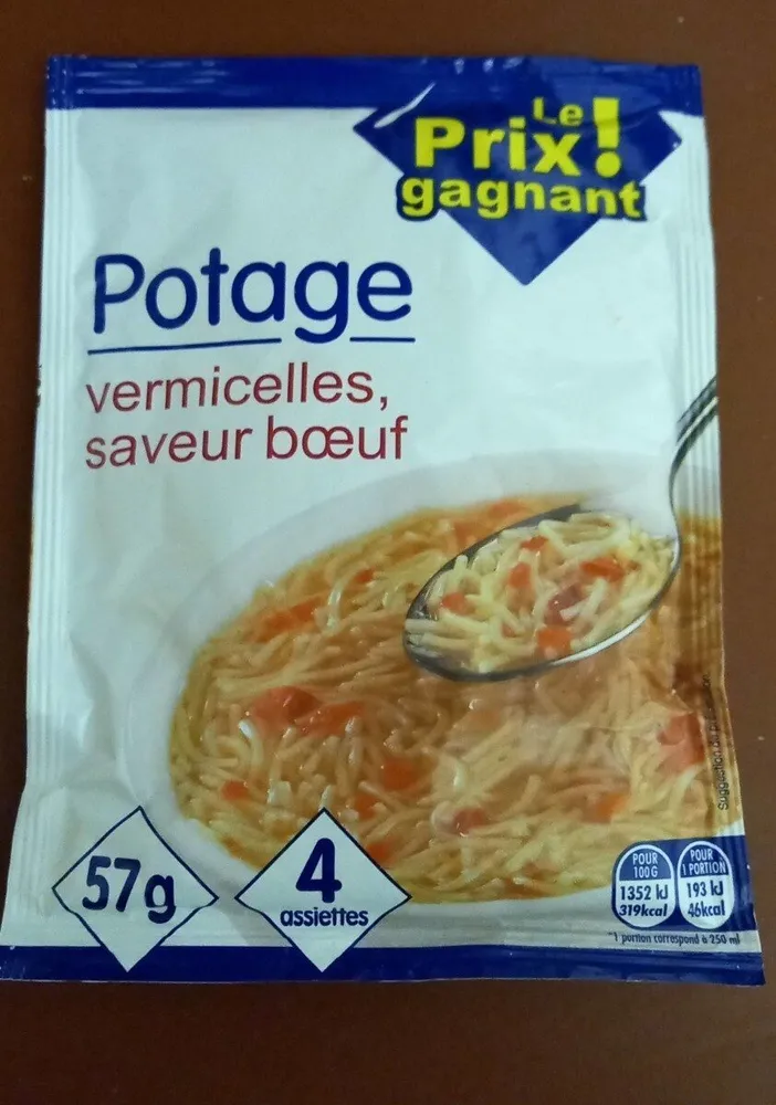 Potage vermicelles saveur bœuf