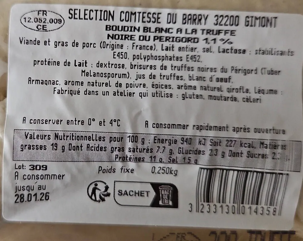 Boudin blanc à la truffe