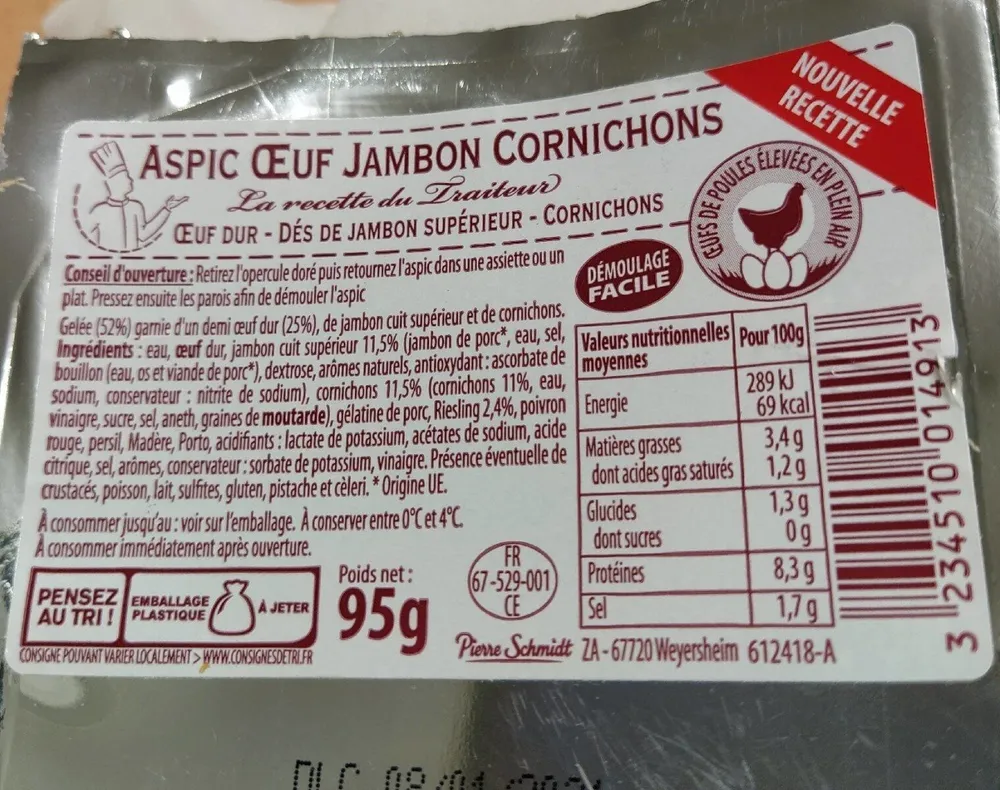 Aspic oeuf jambon cornichons