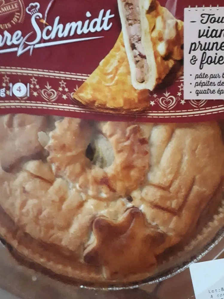 Tourte viande pruneaux et foie gras