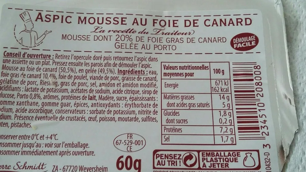 Aspic mousse au foie de canard