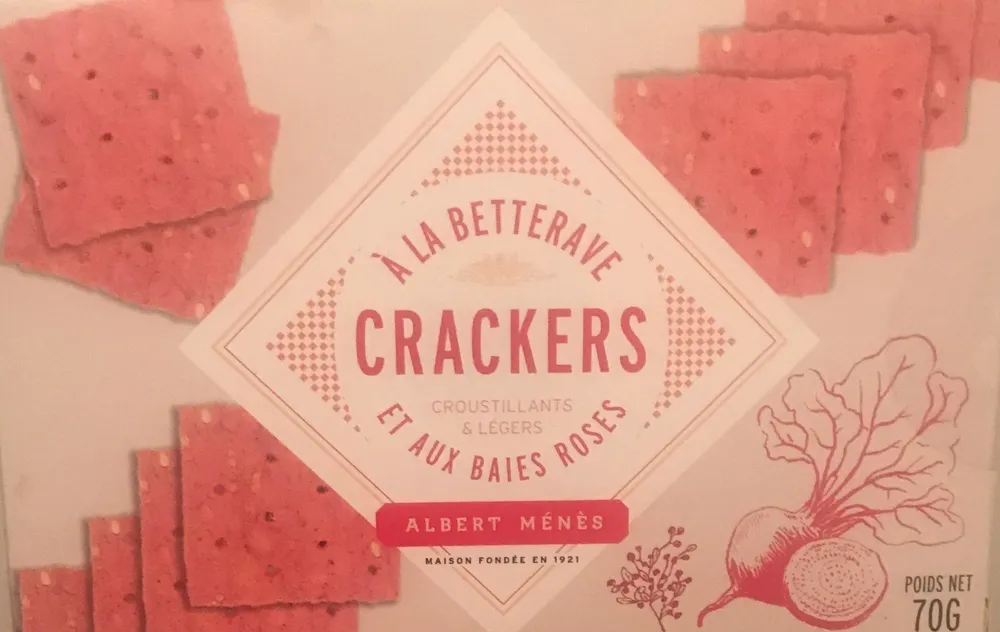 Crackers à la bettrave et aux baies roses