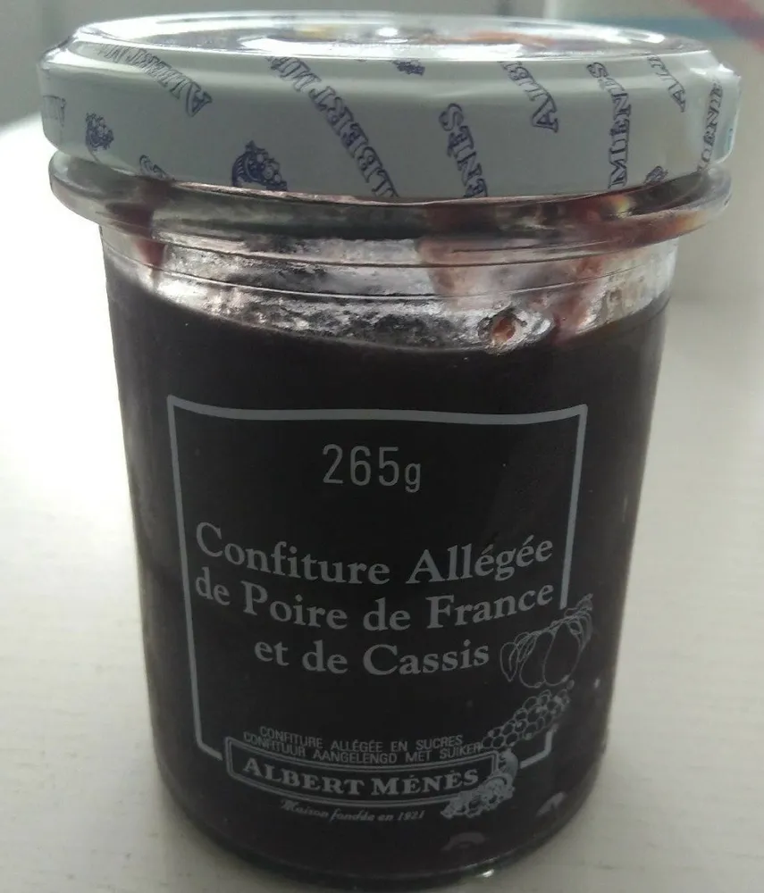 Confiture Allégée de Poire de France et de Cassis