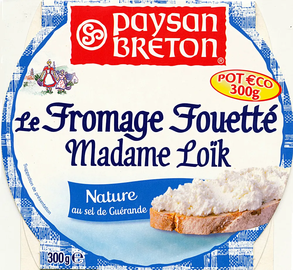 Le Fromage Fouetté Madame Loïk, Nature au sel de Guérande (25 % MG) Pot €co