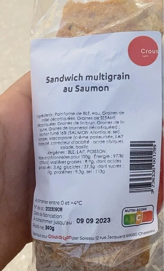 Sandwich Multigrains au saumon