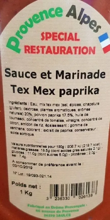 Sauce et Marinade Tex Mex paprika