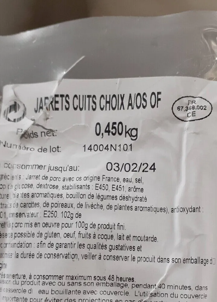 Cuisson vapeur jarrets de porc