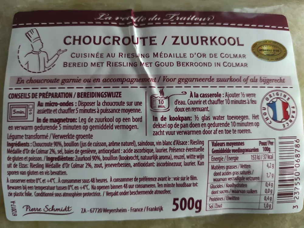 CHOUCROUTE/ZUURKOOL