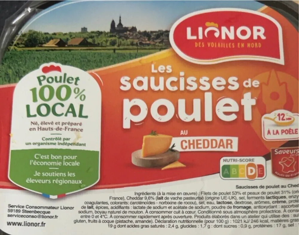 Les saucisses de poulet au CHEDDAR