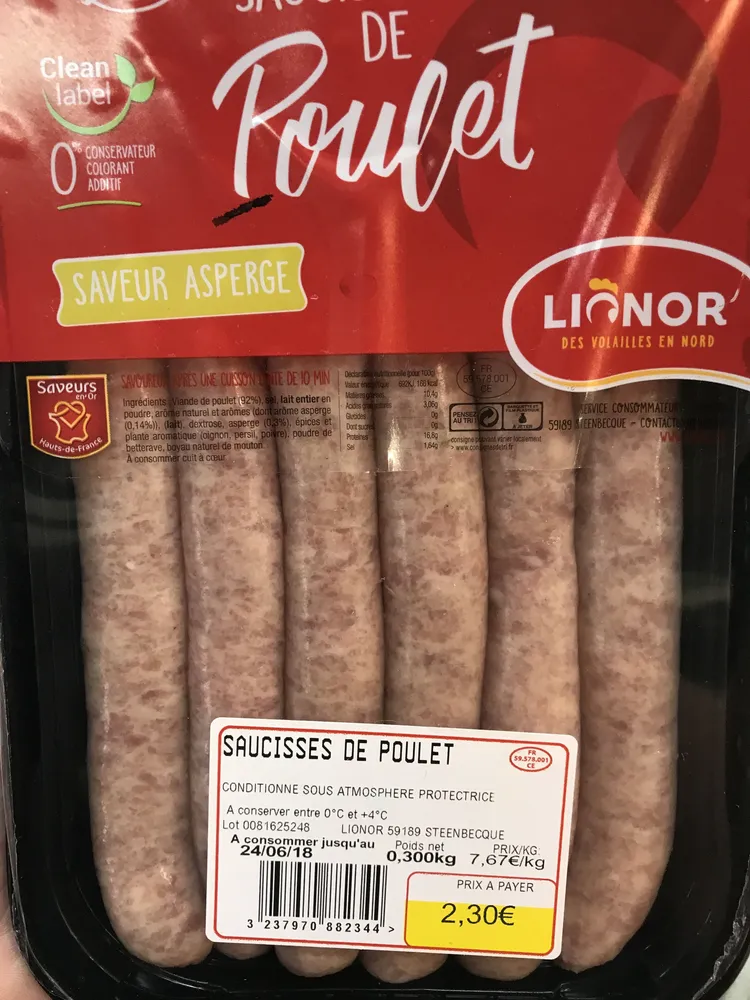 Saucisses de Poulet saveur Asperge