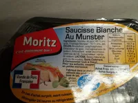 Saucisse blanche munster, MORITZ, 4 pièces, barquette