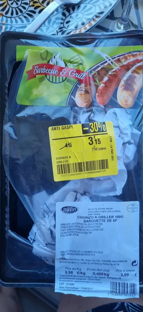 Chorizo a griller 100g