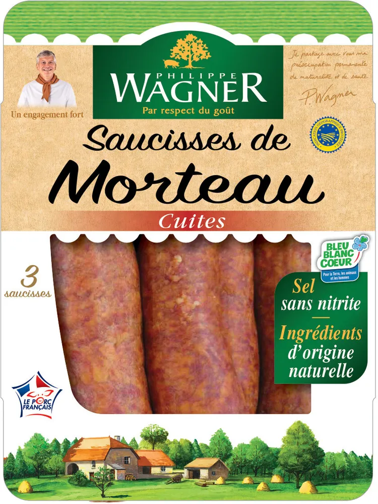Saucisse de Morteau cuite IGP 3x140g sous gaz VPF BBC PW
