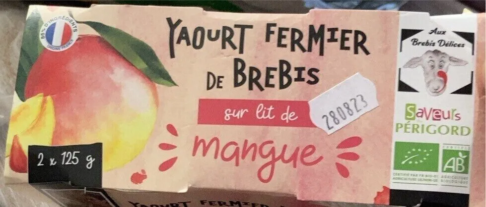 Yaourt fermier de brebis lit de mangue
