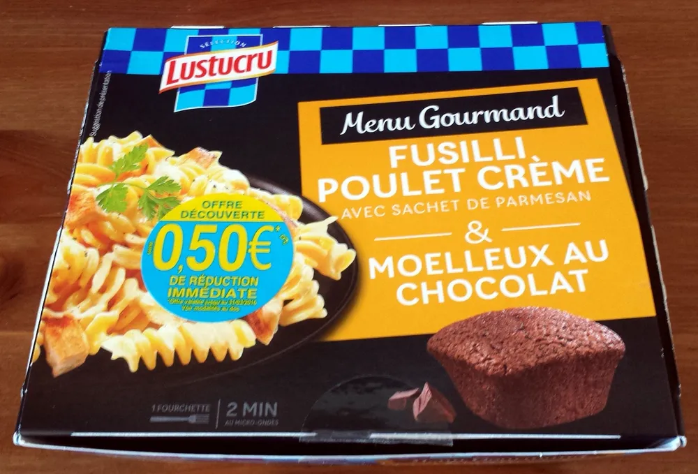 Fusilli poulet crème et moelleux au chocolat