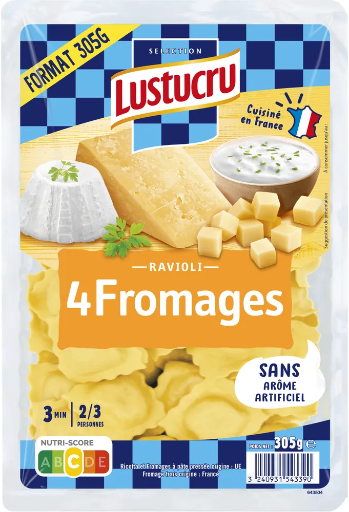 Lustucru selection ravioli 4 fromages 305g