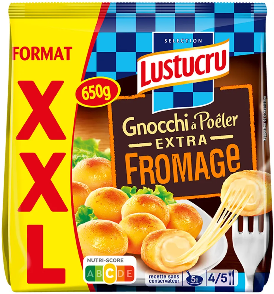 Lustucru gnocchi a poeler extra fromage xxl 650g