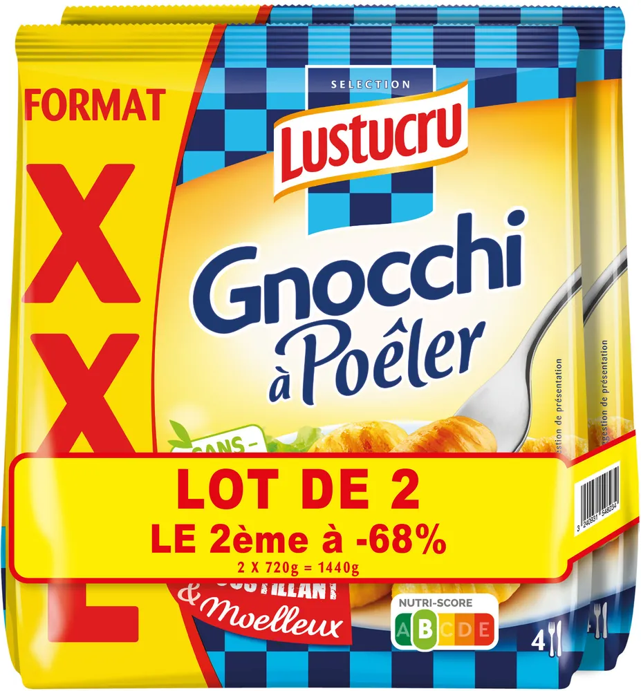 LUSTUCRU L0TX2 GNOCCHI A POÊLER 720g, 2EME A 68%