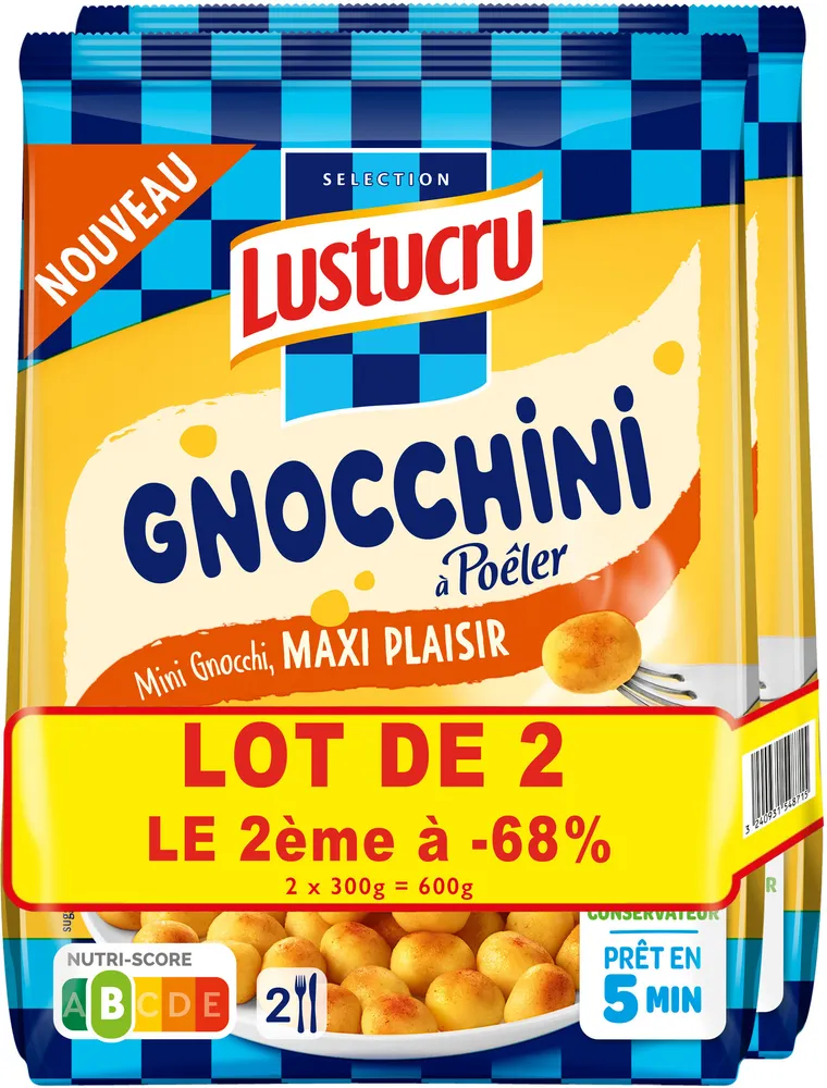 Lustucru lot 2 gnocchini a poeler 300g 1 achete 2eme 68% x9
