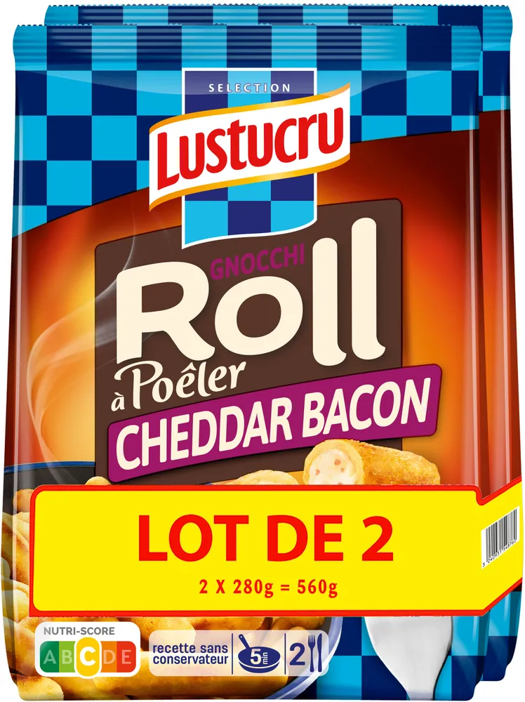 Lustucru 2 roll a poeler cheddar bacon 280g x4
