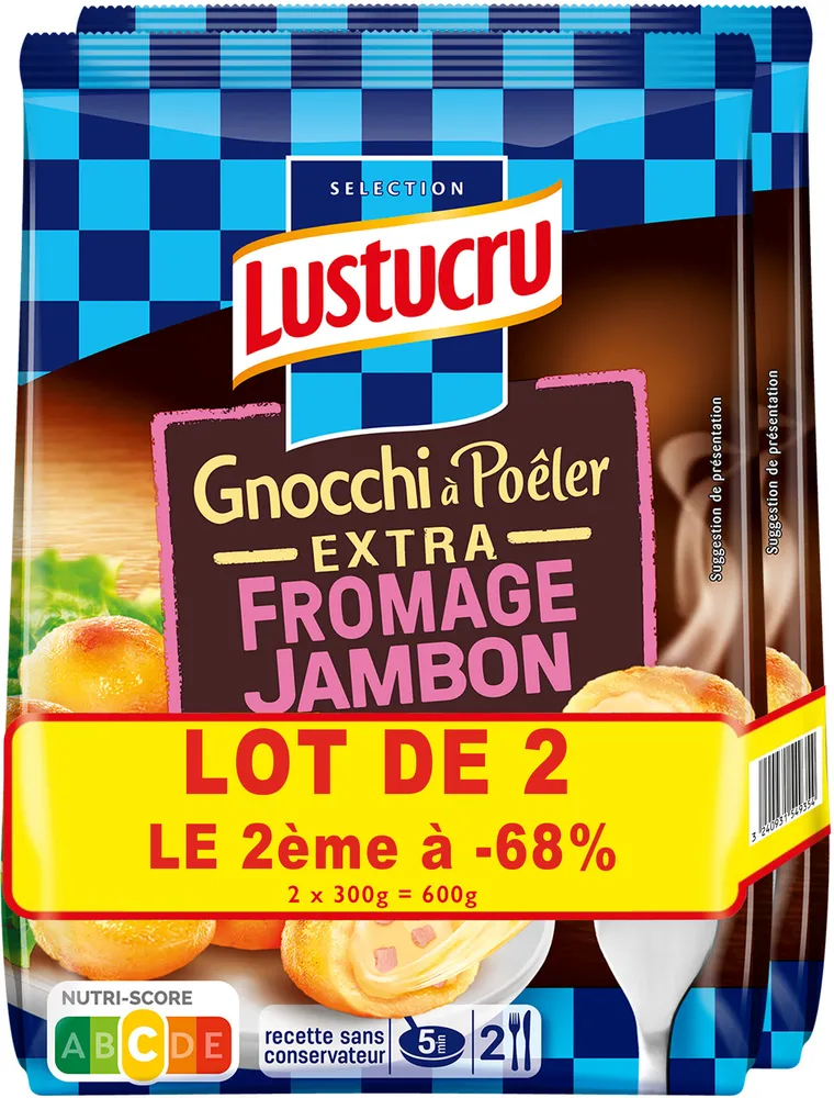 Gnocchi a poeler extra jambon fromage lustucru 300g - lot 2 le 2eme -68%