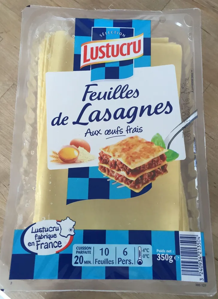 Feuilles de lasagnes aux oeufs frais
