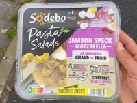 Salade de pâtes, jambon speck et mozzarella