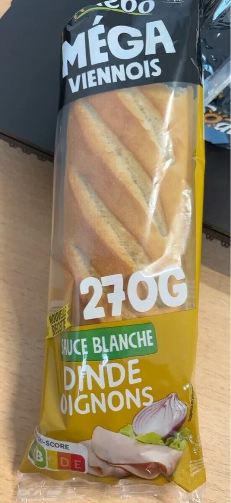 Méga viennois sauce blanche dinde oignons