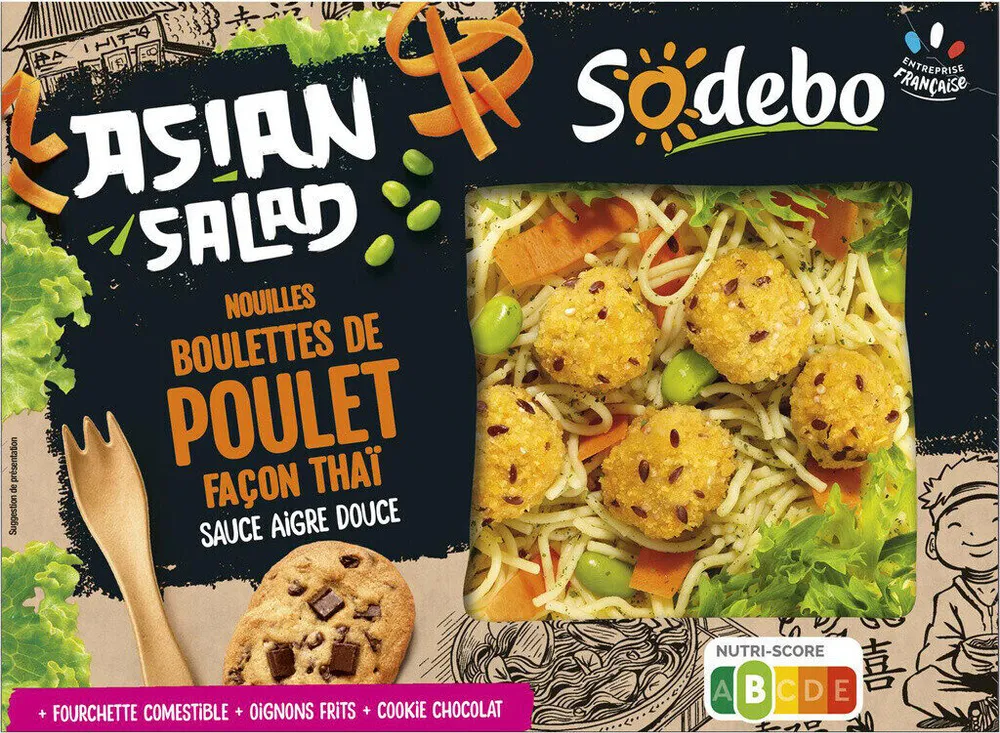ASIAN SALAD NOUILLES BOULETTES DE POULET FAÇON THAÏ SAUCE AIGRE DOUCE