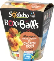 Box&balls pipe rigate chorizo doux tomate poivron