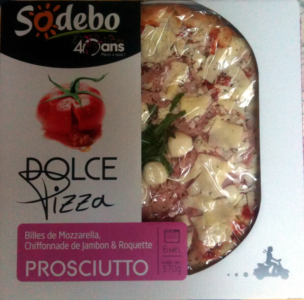 Pizza Chiffonade de jambon, billes de Mozzarella & Roquette Prosciutto Sodebo