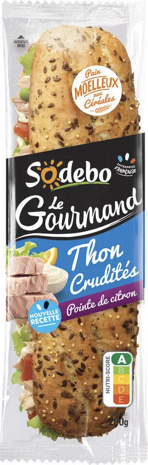 Gourmand baguette céréales thon crudités