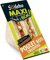 Sandwich maxi poulet rôti crudités