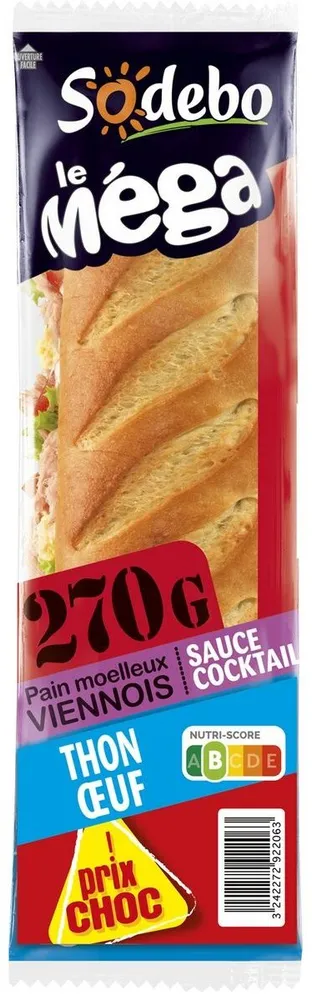 Sandwich viennois thon salade œuf tomate 270 g