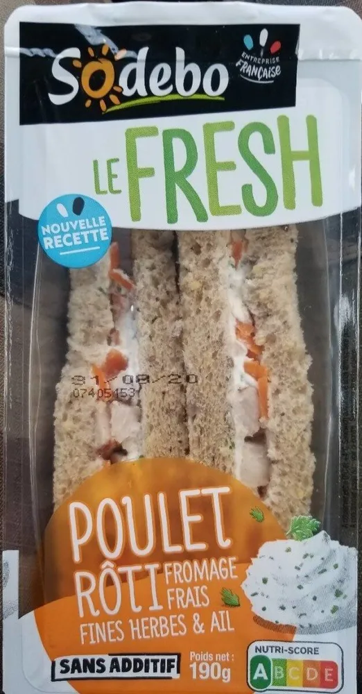 Le Fresh poulet rôti, fromage frais fines herbes & ail