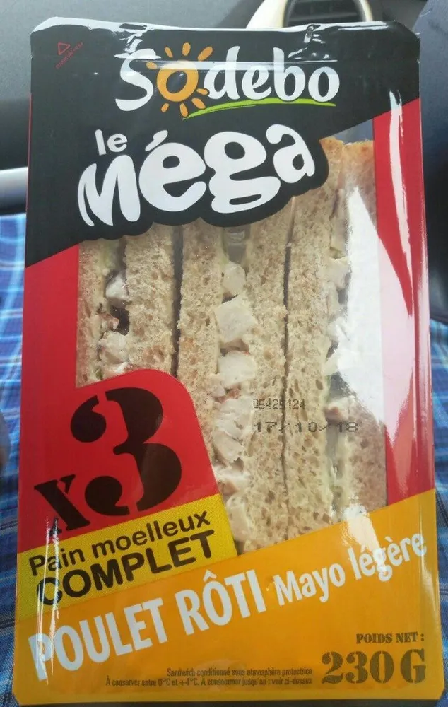 Sandwich poulet roti mayo légère